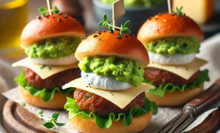 Mini Hamburguesas Gourmet con Guacamole y Queso de Cabra