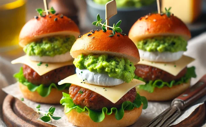 Mini Hamburguesas Gourmet con Guacamole y Queso de Cabra