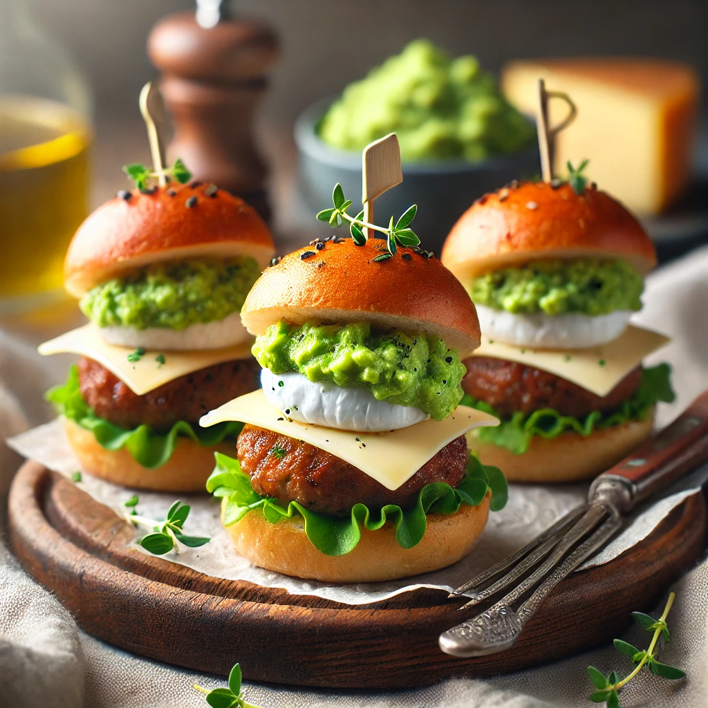 Mini Hamburguesas Gourmet con Guacamole y Queso de Cabra