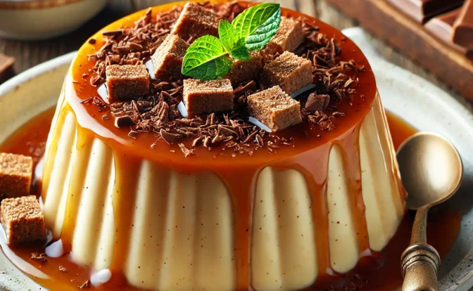 Flan de Turron de Chocolate Crujiente