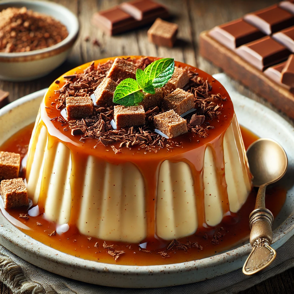 Flan de Turron de Chocolate Crujiente