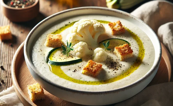 crema de coliflor y calabacín