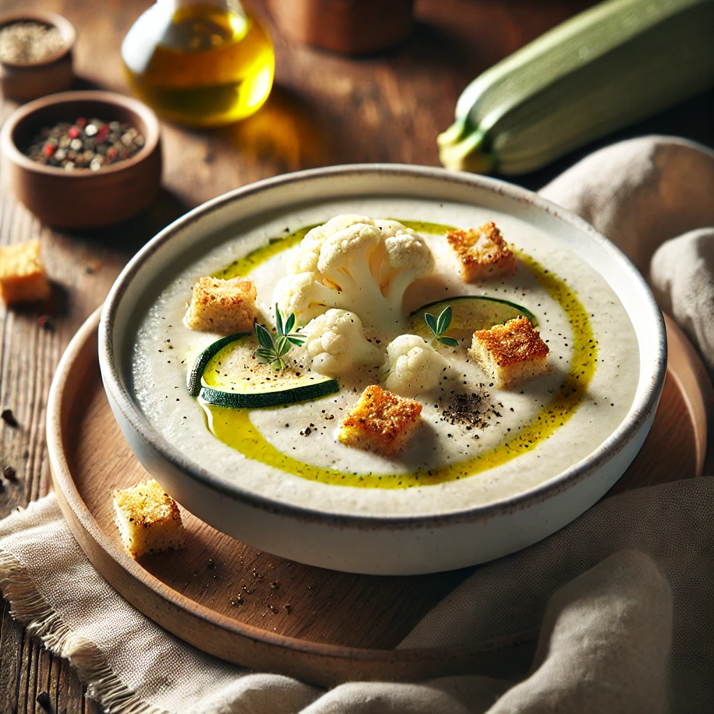 crema de coliflor y calabacín