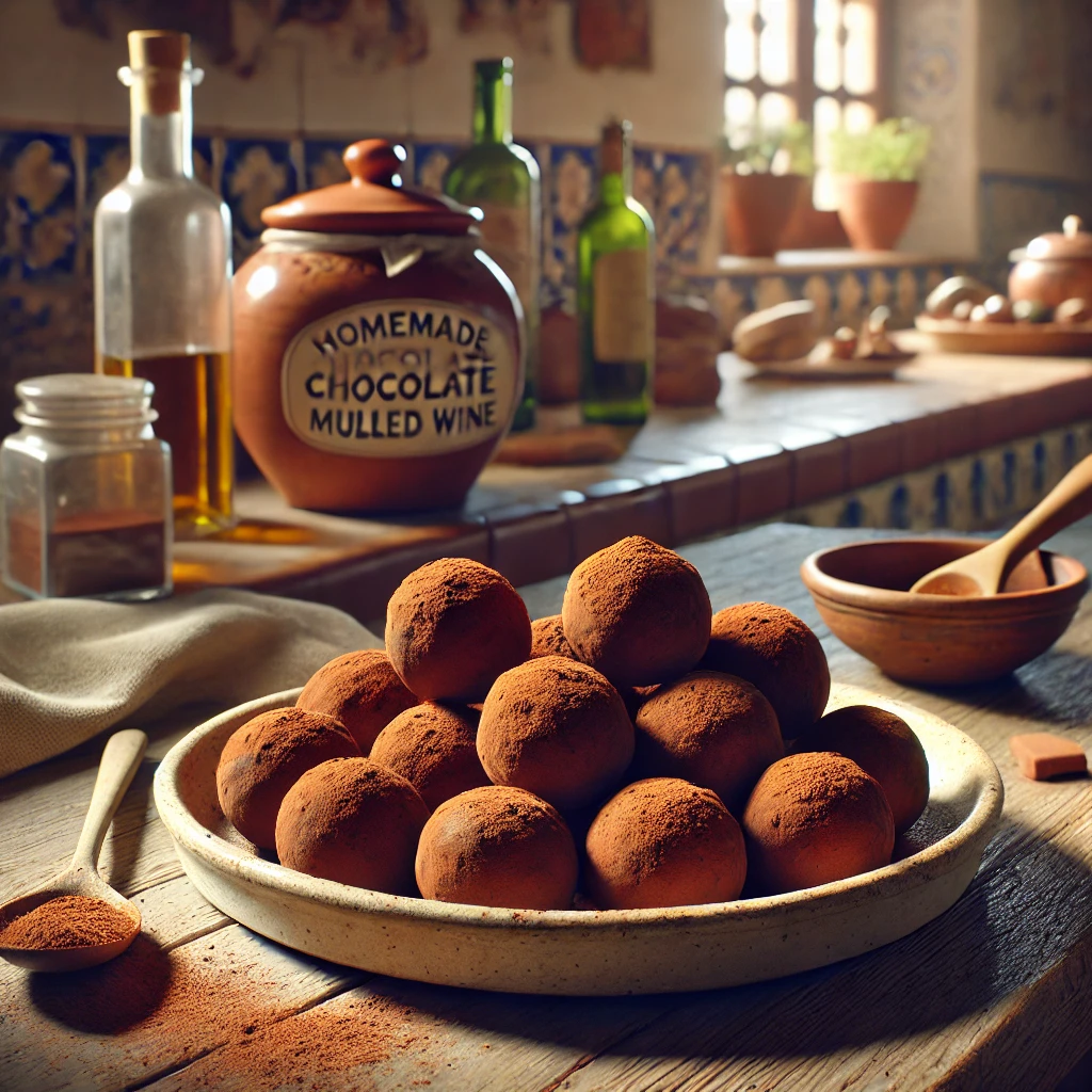 Trufas de Chocolate y Vino Caliente