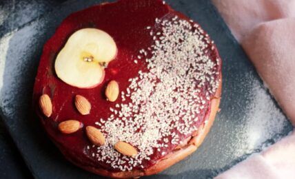 tarta de queso y remolacha