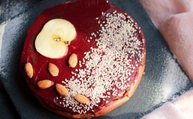 tarta de queso y remolacha