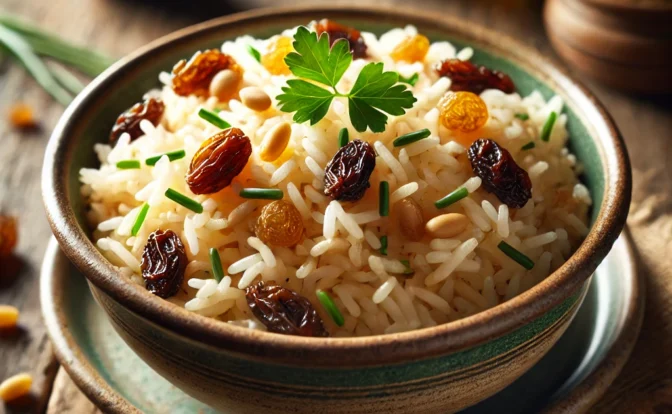 ARROZ basmati con PASAS y PINONES