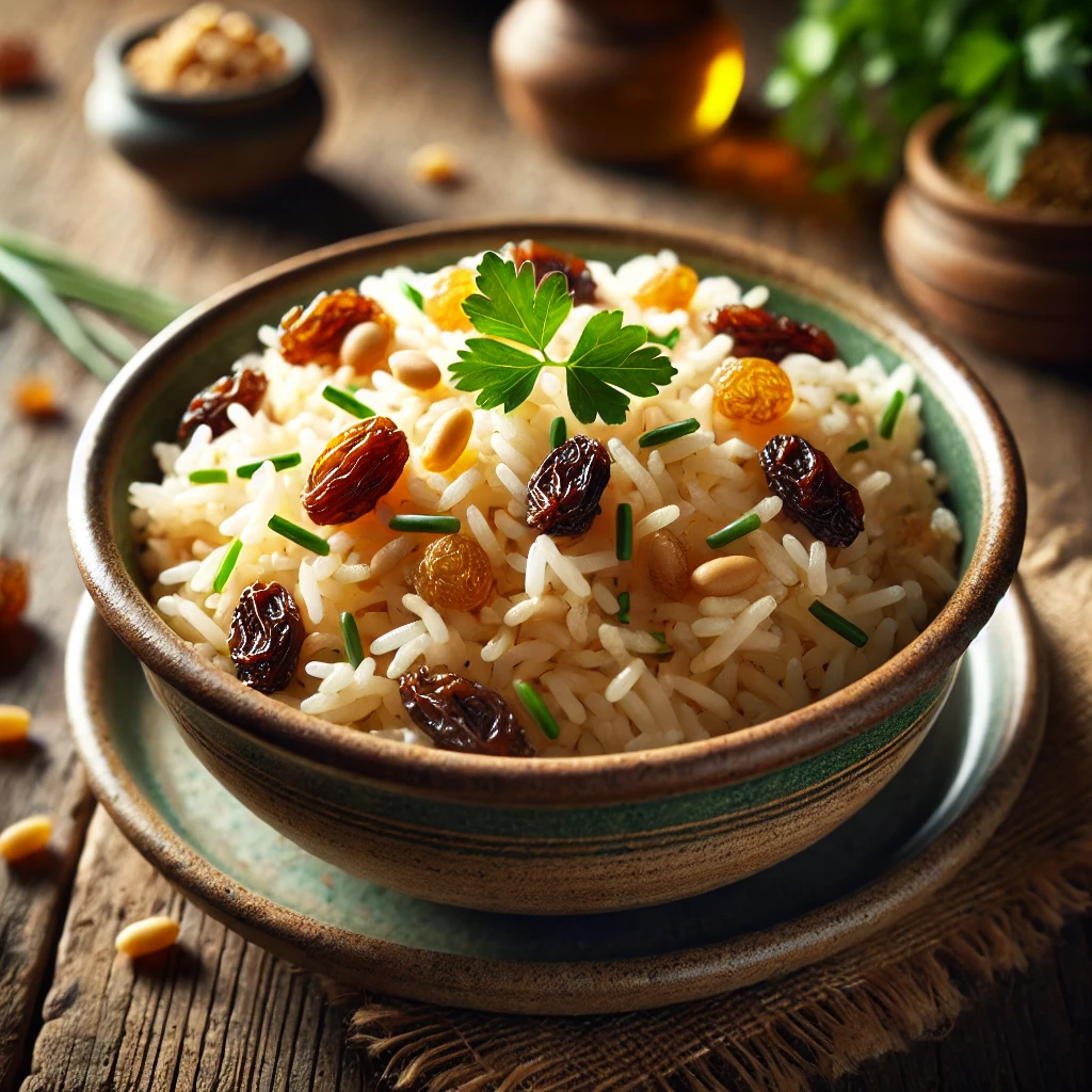 ARROZ basmati con PASAS y PINONES