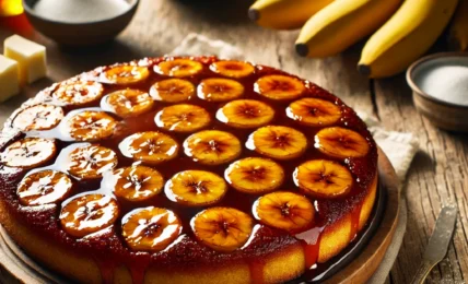 Tarta invertida de platano