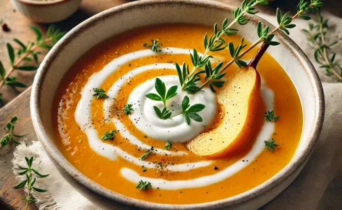 crema de calabaza y pera