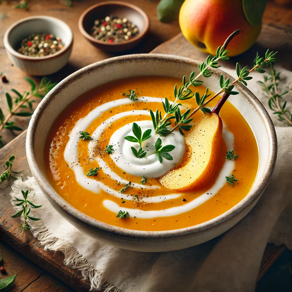 crema de calabaza y pera