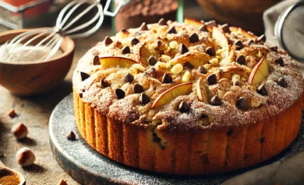 bizcocho especiado con manzana y chocolate