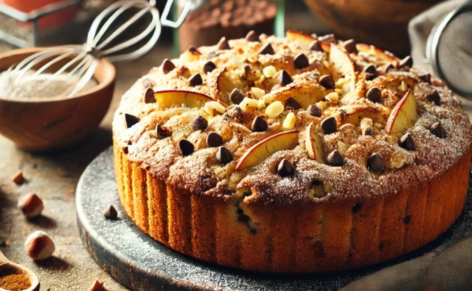 bizcocho especiado con manzana y chocolate