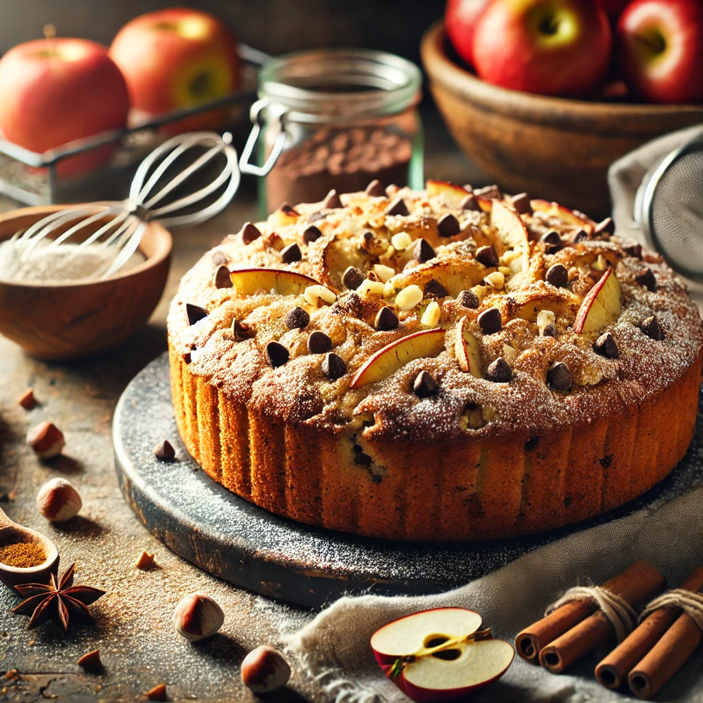 bizcocho especiado con manzana y chocolate