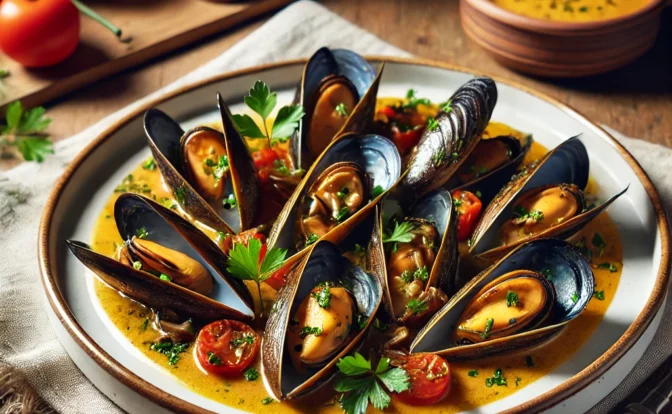 mejillones con setas deshidratadas