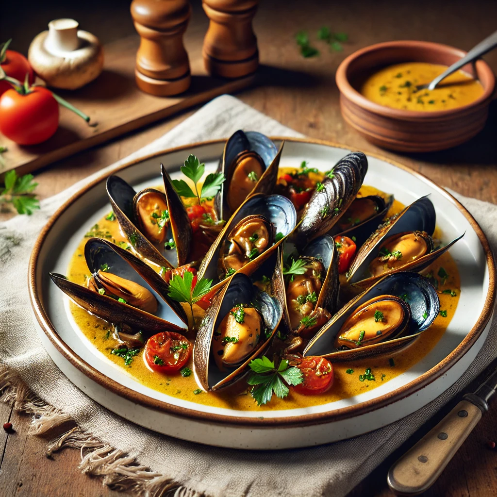 mejillones con setas deshidratadas