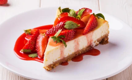 strawberry topped cheesecake