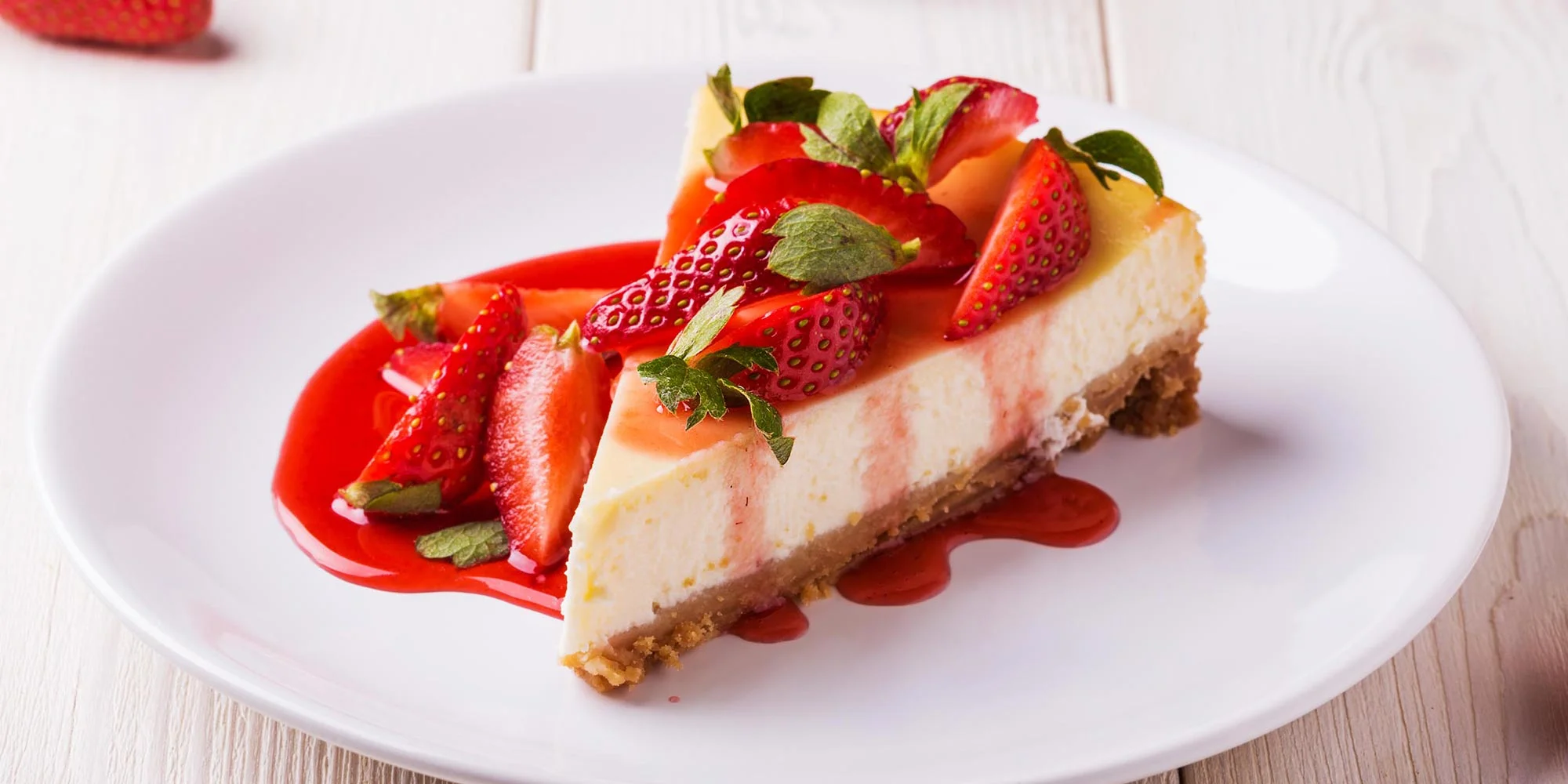 strawberry topped cheesecake