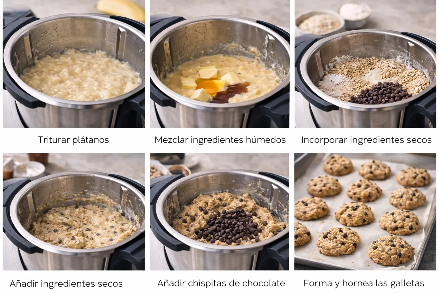 galletas avena platano y chips chocolate