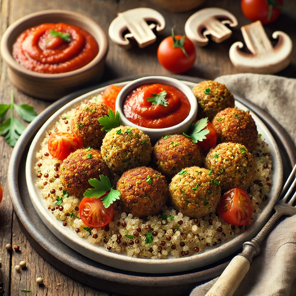 receta de albondigas veganas de quinoa y champinones