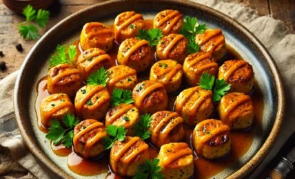 albondigas de tofu con salsa de albaricoques