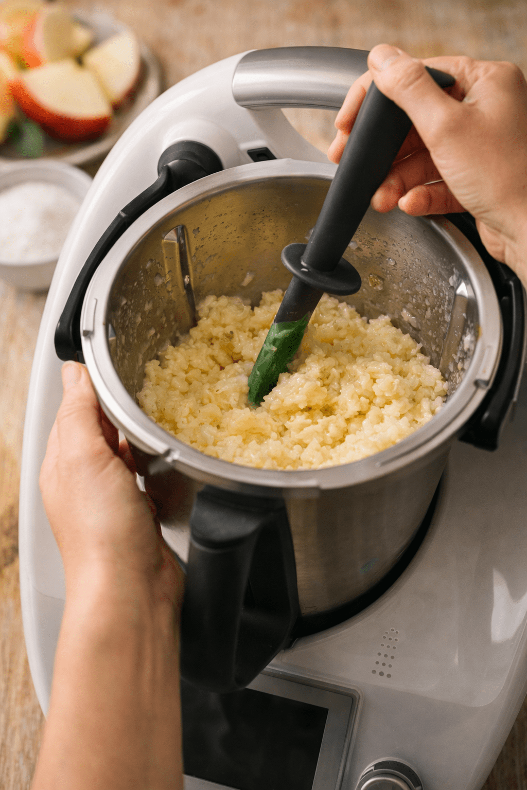 a person stirring food in a pot